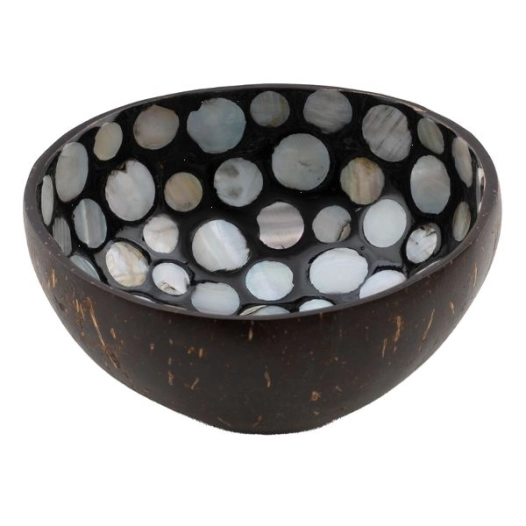 6 bol 13 cm noix de coco & noir pois nacrés - point virgule