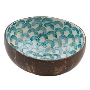 6 bol 13 cm noix de coco & nacré arcs bleus - point virgule