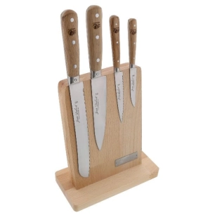 bloc hêtre aimanté + 4 couteaux - 1920 chêne - jean dubost