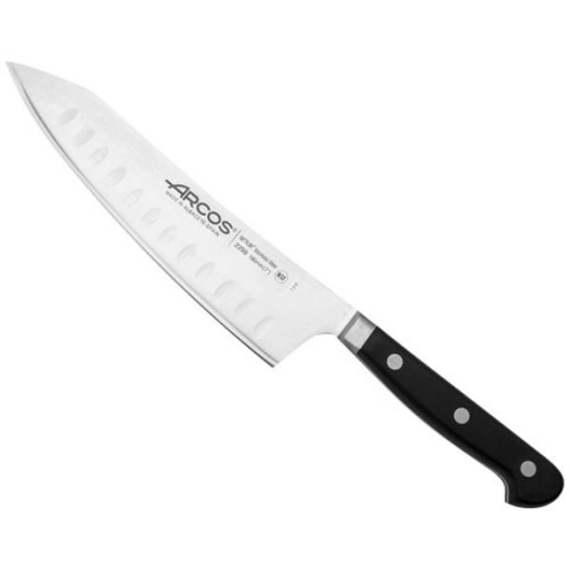 couteau rocking santoku alvéolé 18 cm - opera - arcos