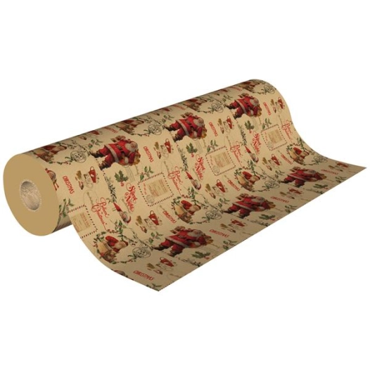 papier cadeau 50x0.70m kraft noël - les couleurs de l'emballage