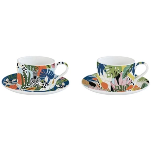 coffret 2 tasses déjeuner 24 cl - ambiance tropicale - easy life