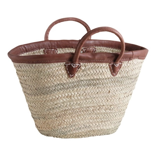 couffin naturel en palmier anses et bord cuir - aubry gaspard