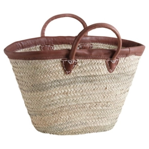 couffin naturel en palmier anses et bord cuir - aubry gaspard