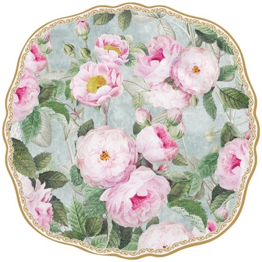 6 assiette festonnée 20 cm - roses in bloom - easy life