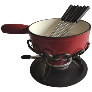 service à fondue 24 cm rouge - savoyard - table et cook