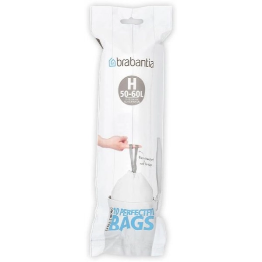 rouleau de 10 sacs poubelle code h - 50/60 l - perfect fit - brabantia