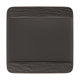 assiette plate carré 28 cm noir - manufacture rock - villeroy et boch