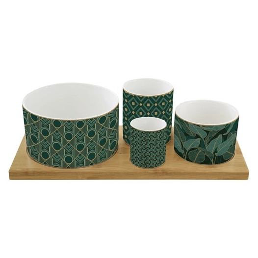 set apéritif 4 coupelles + plateau bambou - charleston - easy life