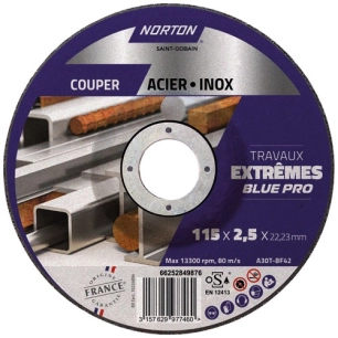 disque à tronçonner à moyeu déporté métal/inox 115x2.5x22.2 - norton