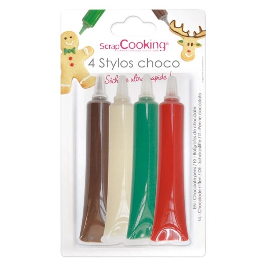 lot de 4 stylos chocolat noël - scrapcooking