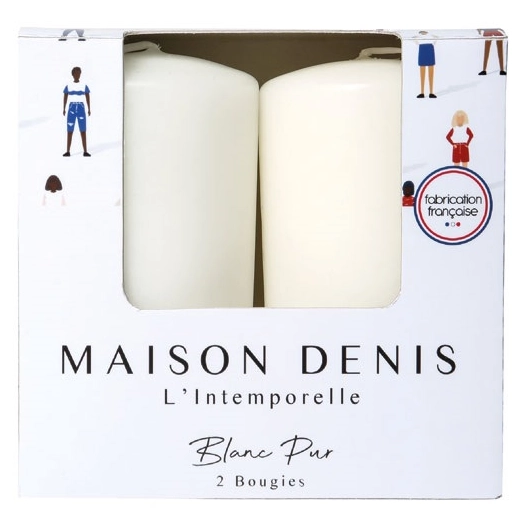 lot de 2 bougies cylindriques blanches - l'intemporelle - le chat