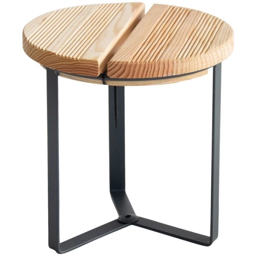 sellette basse fer plat plateau bois teinte h.30 x d.29cm - louis moulin