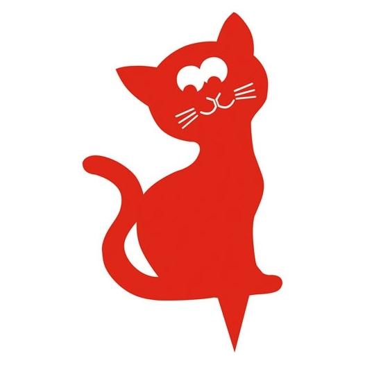 figurine à piquer chat 24x16cm orange brique - louis moulin