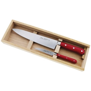 coffret 2 couteaux de cuisine - 1920 rouge - jean dubost