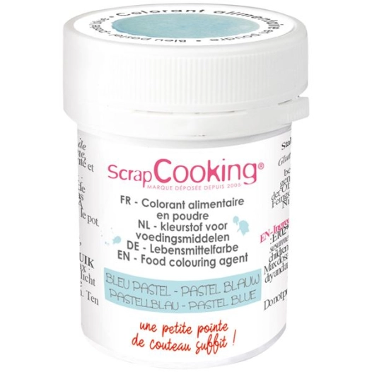 colorant alimentaire en poudre bleu pastel 5 g - scrapcooking
