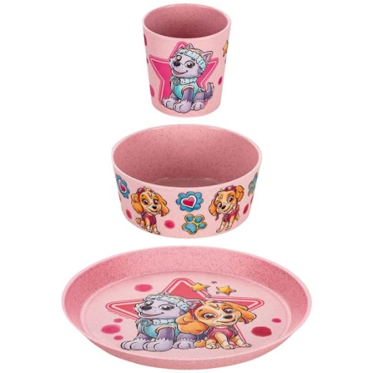 set 3 pièces vaisselle enfant - pat patrouille rose - koziol