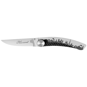 couteau de poche manche carbone - liner cran skyline paris - claude dozorme