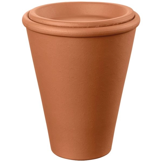 cache pot en terre cuite irigation aquado ø15cm rouge - deroma