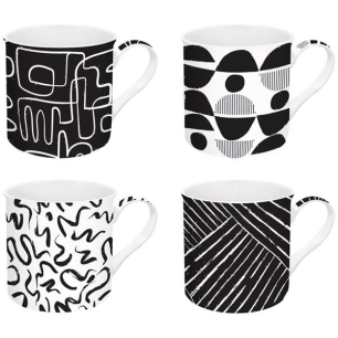 coffret 4 mugs 30 cl - graphiti - easy life