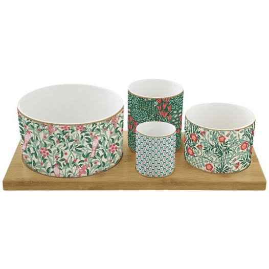 set apéritif 4 coupelles + plateau bambou - floral fantasy - easy life