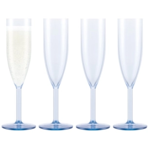 lot 4 flûtes à champagne 12 cl bleu transparent - oktett - bodum
