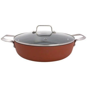sauteuse 28 cm 2 anses + couvercle - cerapro terracotta - cosy & trendy