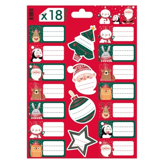 planche de 18 stickers noel - les couleurs de l'emballage