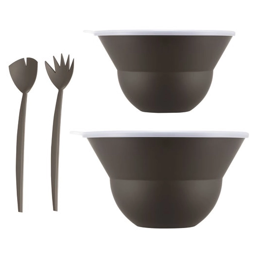 lot 2 saladiers avec couvercles et couverts marron - topee - bodum