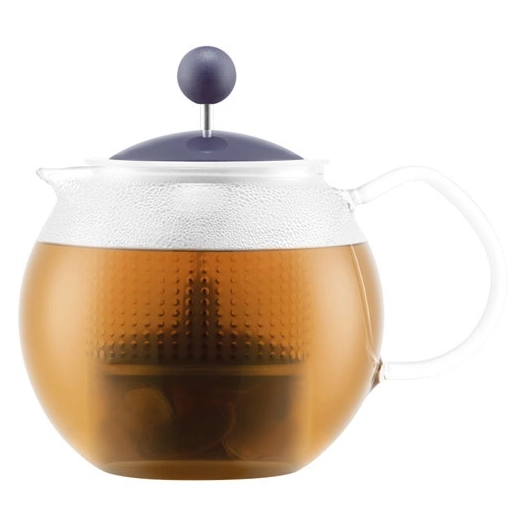 théière 0,5 l en verre avec filtre plastique bleue - assam - bodum