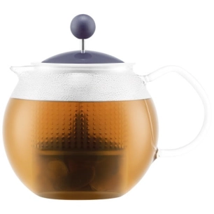 théière 0,5 l en verre avec filtre plastique bleue - assam - bodum