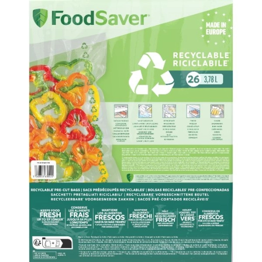 lot 26 sacs thermosoudables recyclables 3.78 l / 36 x 28 cm - foodsaver