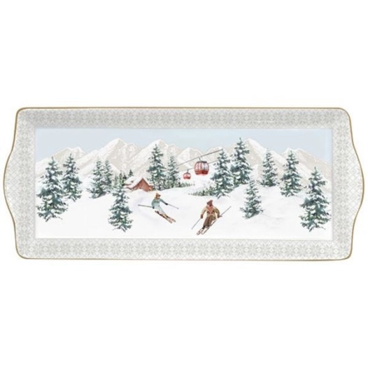 plat à cake 35 x 15 cm - chalet - easy life