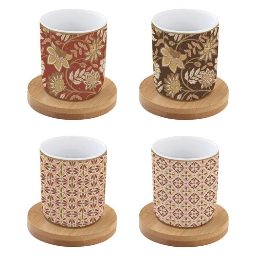 coffret 4 tasses à café 11 cl - fleurs de rêves - easy life