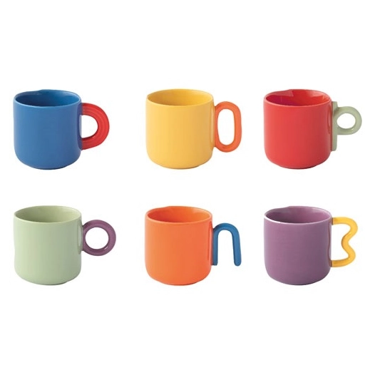 coffret 6 tasses à café 10 cl bicolore - creative - easy life