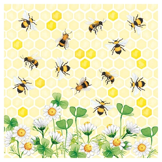 lot 20 serviettes en papier 33 x 33 cm - joie des abeilles - ambiente
