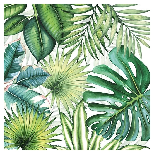 lot 20 serviettes en papier 33 x 33 cm - feuilles tropicales - ambiente