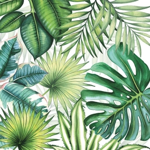 lot 20 serviettes en papier 33 x 33 cm - feuilles tropicales - ambiente