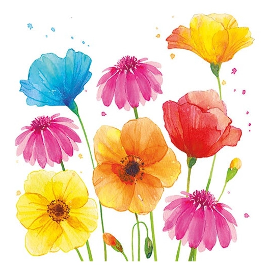 lot 20 serviettes en papier 33 x 33 cm - fleurs d'été - ambiente