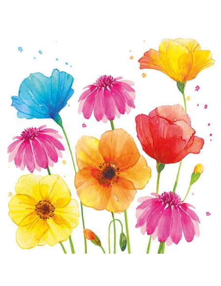 Serviettes Papier Fleurs d'Été Design floral estival vibrant - AMBIENTE