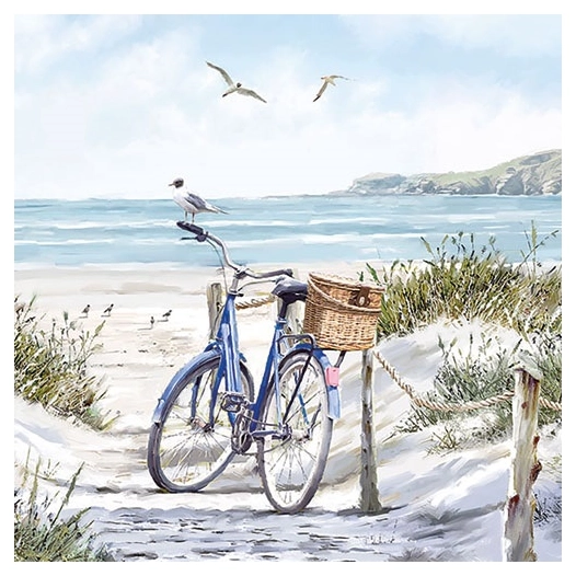 lot 20 serviettes en papier 33 x 33 cm - vélo à la plage - ambiente