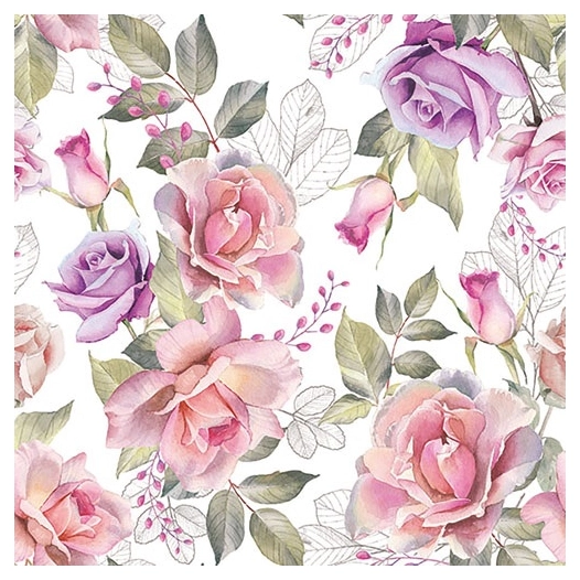 lot 20 serviettes en papier 33 x 33 cm - roses anciennes - ambiente