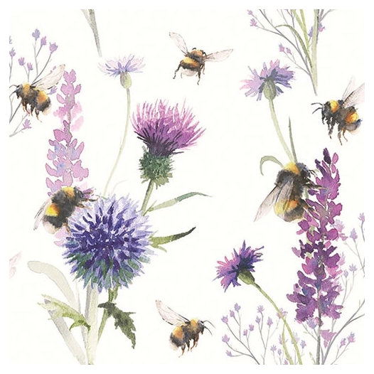 lot 20 serviettes en papier 33 x 33 cm - bourdons dans le pré - ambiente