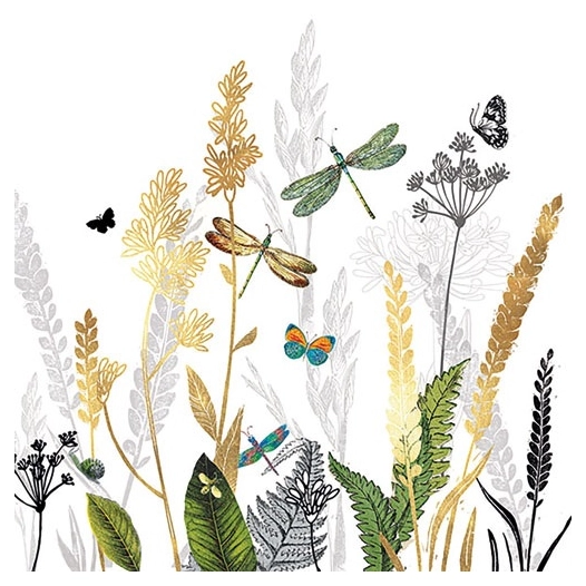 lot 20 serviettes en papier 33 x 33 cm - fleurs ornementales & fond blanc - ambiente