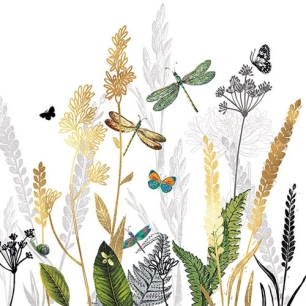 lot 20 serviettes en papier 33 x 33 cm - fleurs ornementales & fond blanc - ambiente