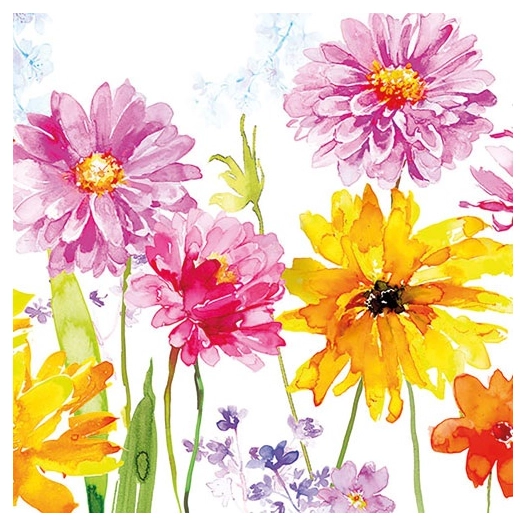 lot 20 serviettes en papier 33 x 33 cm - joyeuses fleurs - ambiente