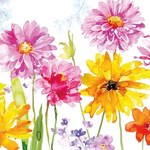lot 20 serviettes en papier 33 x 33 cm - joyeuses fleurs - ambiente