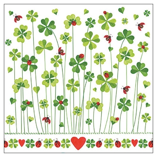 lot 20 serviettes en papier 33 x 33 cm - trèfle porte-bonheur - ambiente