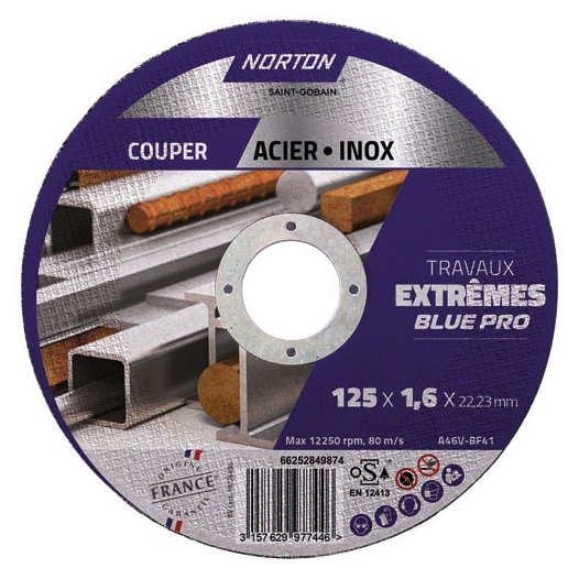 disque à tronçonner métal/inox 125x1.6x22.2 - norton