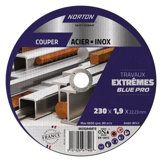 disque à tronçonner métal/inox 230x1.9x22.2 - norton